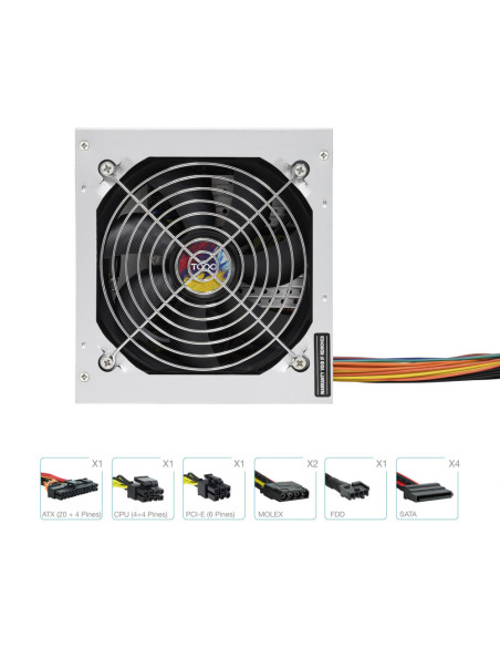 TooQ TQAPOLO-550SP unidad de fuente de alimentación 550 W 20+4 pin ATX ATX Plata