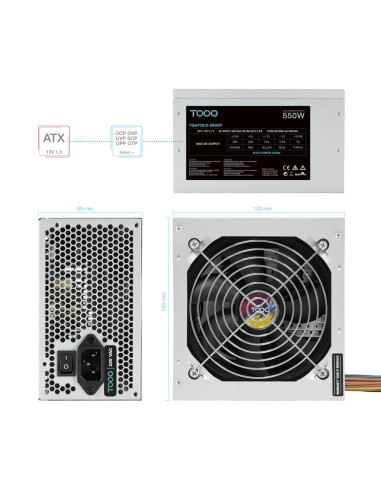 TooQ TQAPOLO-550SP unidad de fuente de alimentación 550 W 20+4 pin ATX ATX Plata