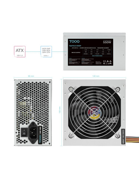 TooQ TQAPOLO-550SP unidad de fuente de alimentación 550 W 20+4 pin ATX ATX Plata