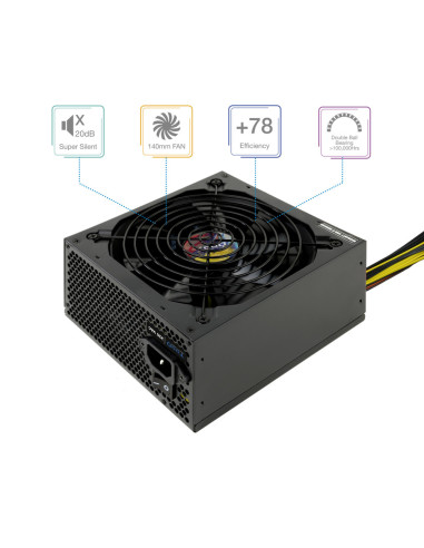 TooQ TQAPOLO-700SP unidad de fuente de alimentación 700 W 20+4 pin ATX ATX Negro