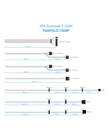 TooQ TQAPOLO-750SP unidad de fuente de alimentación 750 W 20+4 pin ATX ATX Negro