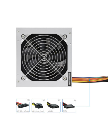 TooQ TQEP-500SSE unidad de fuente de alimentación 500 W 24-pin ATX ATX Plata