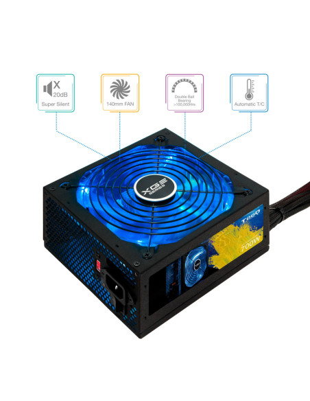 TooQ TQXGEII-700SAP unidad de fuente de alimentación 700 W 20+4 pin ATX ATX Negro