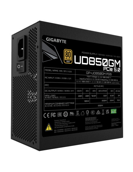 GIGABYTE GP-UD850GM PG5 unidad de fuente de alimentación 850 W 20+4 pin ATX ATX Negro