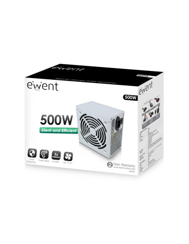 Ewent EW3909 unidad de fuente de alimentación 500 W 20+4 pin ATX ATX Gris