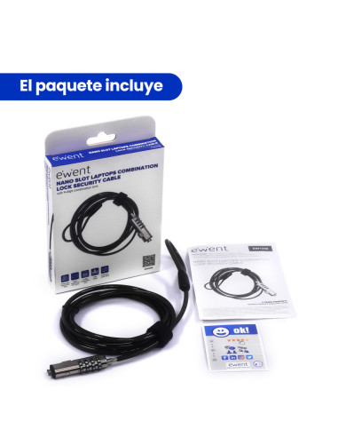 Ewent EW1238 cable antirrobo Negro 1,8 m