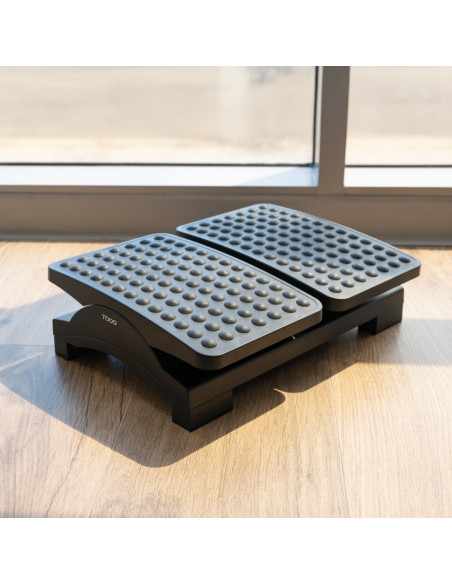 TooQ Reposapiés Ajustable en Altura e Inclinación, Negro