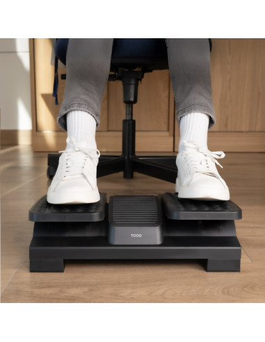 TooQ Reposapiés Ajustable en Altura e Inclinación, Negro