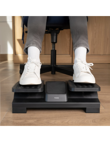 TooQ Reposapiés Ajustable en Altura e Inclinación, Negro