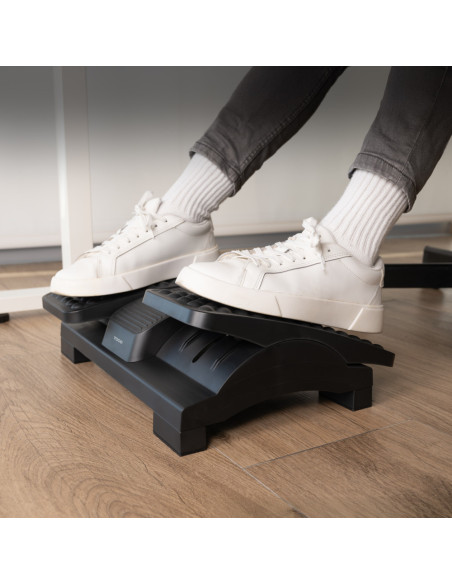 TooQ Reposapiés Ajustable en Altura e Inclinación, Negro