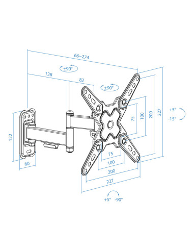 TooQ LP1344TN-B soporte para TV 109,2 cm (43")
