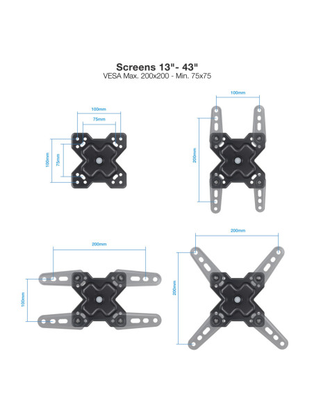TooQ LP1345TN-B soporte para TV 109,2 cm (43")