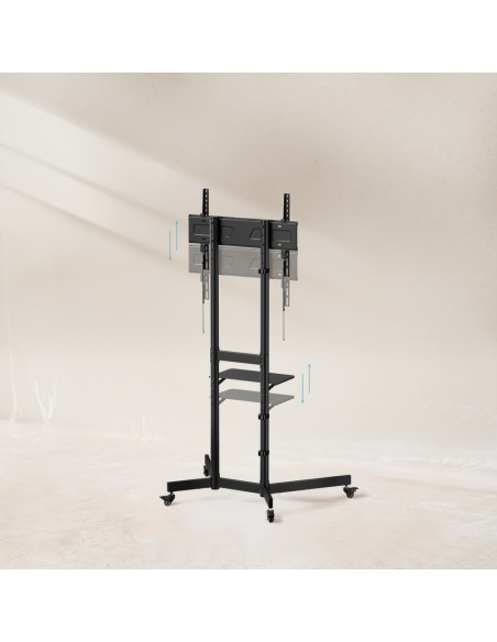 TooQ “KEFRÉN” Soporte de suelo con Ruedas para pantallas de 37”-70”, Negro