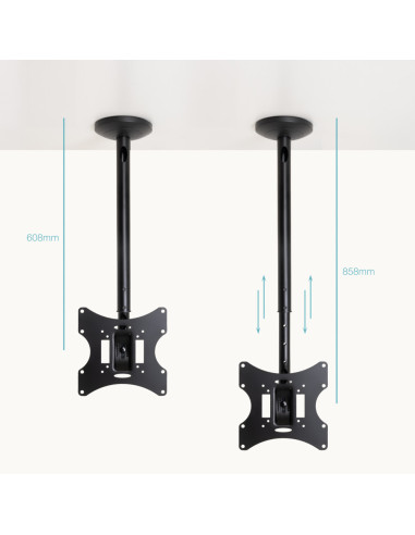TooQ Soporte de Techo para pantallas 23”-42”, Negro