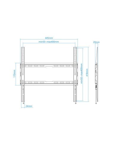 TooQ LP1070F-B soporte para TV 177,8 cm (70") Negro