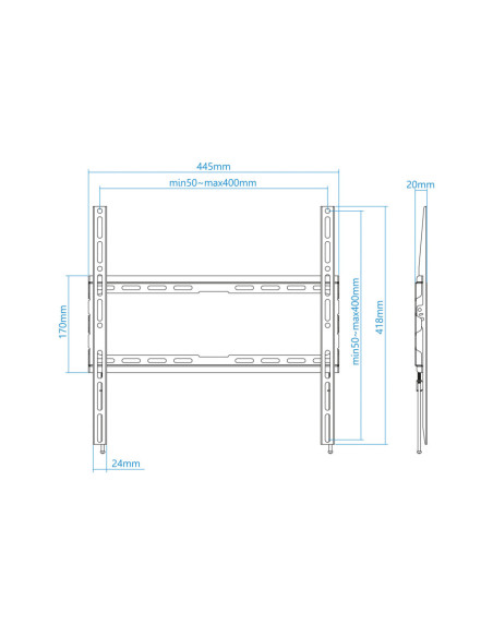 TooQ LP1070F-B soporte para TV 177,8 cm (70") Negro