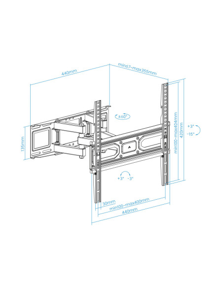 TooQ Soporte de pared para pantallas 32”- 70”