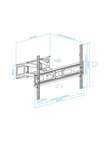 TooQ Soporte de pared para pantallas 37”- 80”