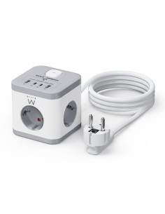 Ewent EW3863 base múltiple 1,5 m 3 salidas AC Interior Gris, Blanco