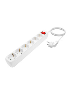 AISENS Base Multiple 6 Tomas Con Interruptor Con Cable 3x1.5mm2, Blanco, 1.4m 2