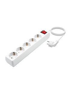 AISENS Base Multiple 5 Tomas con Interruptor con Cable 3×1.5mm2, Blanco, 1.4 m 2