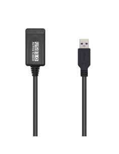 AISENS Cable USB 3.0 Prolongador Con Amplificador, Tipo A/M-A/H, Negro, 5.0m