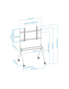 TooQ iSTAND Soporte de Suelo con Ruedas para Pantallas 50"- 86", Gris