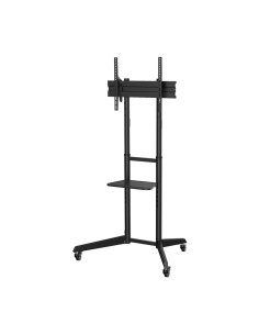 AISENS Soporte de Suelo ECO con Rueda, Bandeja para DVD para Monitor/TV 50Kg de 37-70, Negro