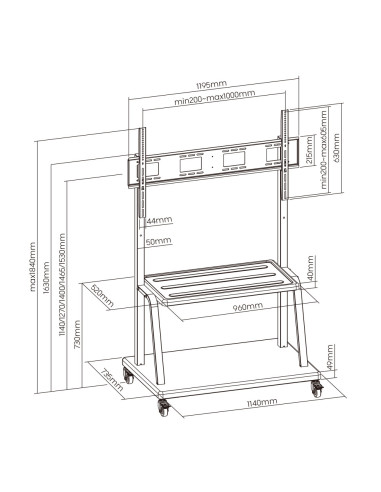Ewent EW1541 soporte para pantalla de señalización 3,05 m (120") Negro