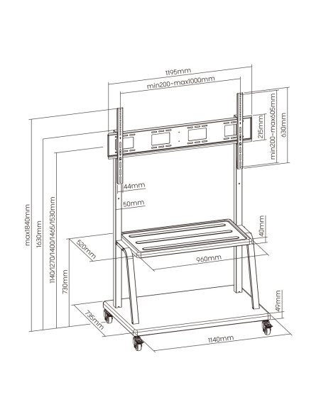 Ewent EW1541 soporte para pantalla de señalización 3,05 m (120") Negro