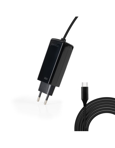 TooQ Cargador de portátil GAN USB-C PD 100W, Negro