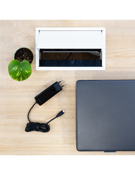 TooQ Cargador de portátil GAN USB-C PD 90W, Negro