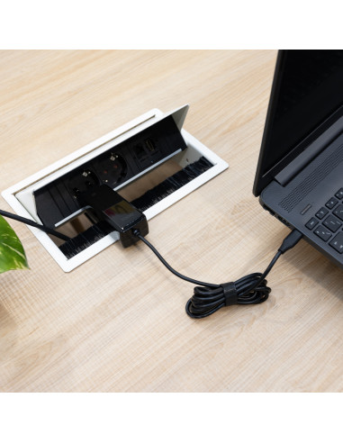 TooQ Cargador de portátil GAN USB-C PD 90W, Negro