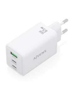 AISENS Cargador GaN 65W, 2xUSB-C PD3.0 QC4.0, 1xUSB-A QC3.0, Blanco 2