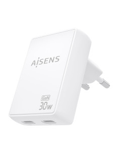 AISENS Cargador De Pared GaN Ultra Delgado 30W, 2xUSB-C PD3.0 QC4.0, Blanco 2