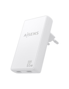AISENS Cargador De Pared GaN Ultra Delgado 65W, 2xUSB-C PD3.0 QC4.0, Blanco 2