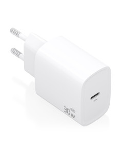 AISENS Cargador GaN 30W, 1xUSB-C PD3.0, Blanco