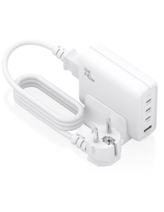 AISENS Cargador Sobremesa GaN 140W, 3x USB-C PD3.1 QC4.0 QC5.0, 1x USB-A QC3.0, Blanco
