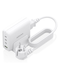 AISENS Cargador Sobremesa GaN 140W, 3x USB-C PD3.1 QC4.0 QC5.0, 1x USB-A QC3.0, Blanco 2