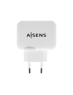 AISENS Cargador USB 17W 5V/3.4A, 2xUSB Con Control AI, Blanco