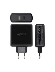 AISENS ASCH-2PD45A-BK cargador de dispositivo móvil GPS, Mando para videojuegos, MP3, MP4, Teléfono móvil, Portátil, Smartphone, 2