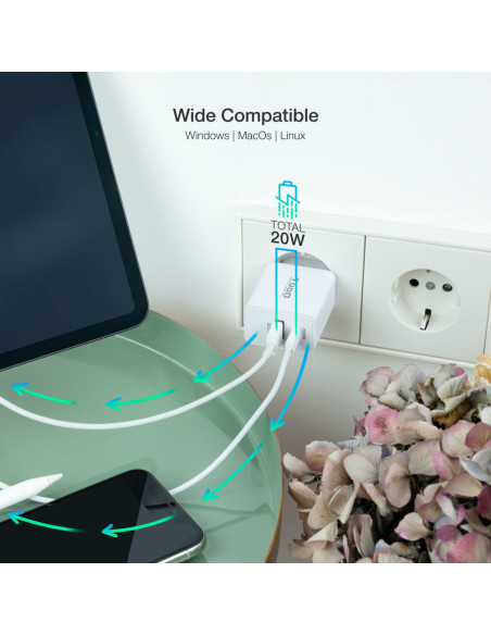 TooQ TQWC-2SC04WT cargador de dispositivo móvil Universal Blanco Corriente alterna Carga rápida Interior