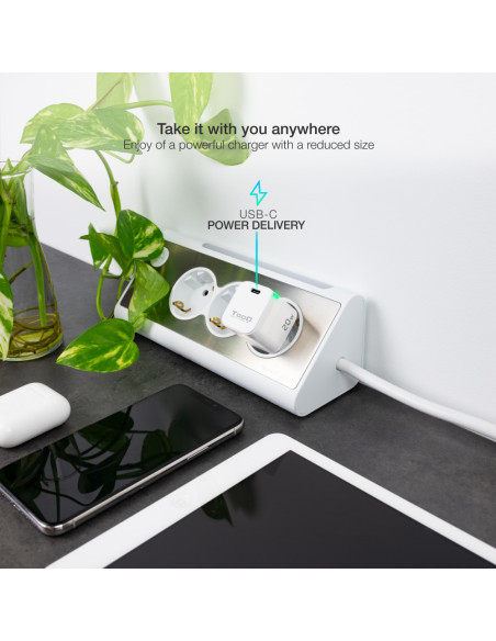 TooQ Cargador de Pared USB-C PD20W, Blanco
