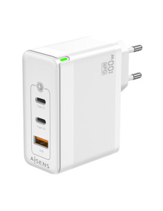 AISENS Cargador Gan 100W, 2xUSB-C PD3.0 QC4.0 QC5.0, 1xUSB-A QC3.0, Blanco 2