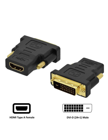Ewent EC1371 cambiador de género para cable DVI-D 24+1 HDMI Negro