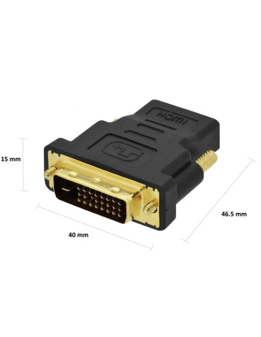 Ewent EC1371 cambiador de género para cable DVI-D 24+1 HDMI Negro