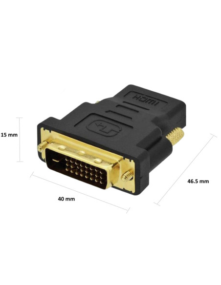 Ewent EC1371 cambiador de género para cable DVI-D 24+1 HDMI Negro