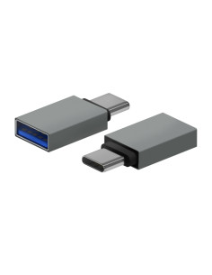 AISENS Mini Adaptador Aluminio USB 3.2 Gen1 3A, Tipo USB-C/M-A/H, Gris