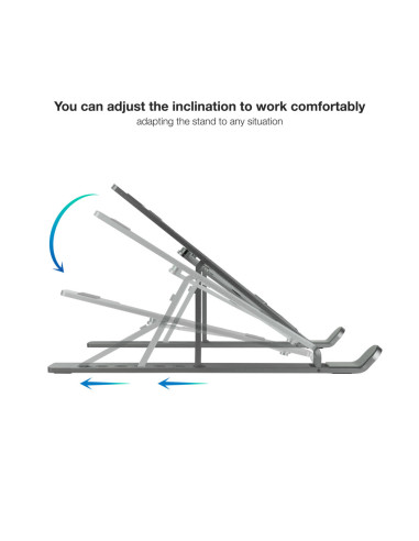 TooQ Soporte Elevador para Portátiles, Tablets, Móviles y Libros, Gris