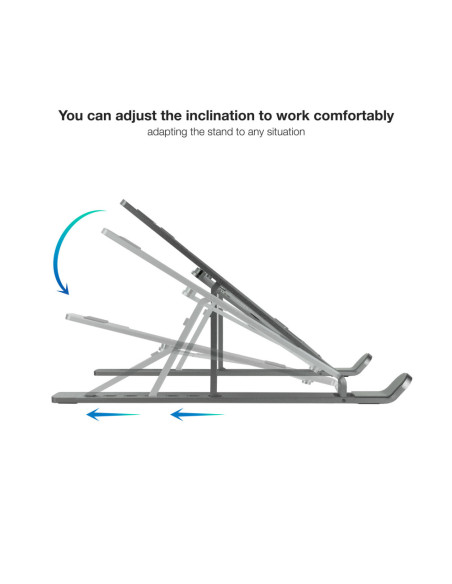 TooQ Soporte Elevador para Portátiles, Tablets, Móviles y Libros, Gris